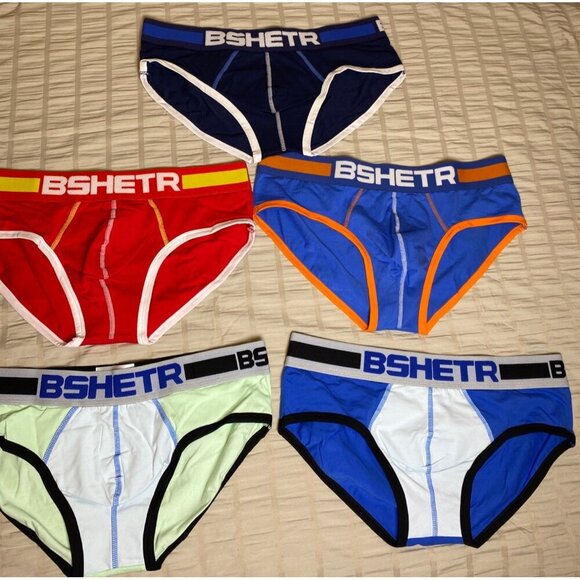 Bshetr Mens Underwear Brief 5-pack, cotton low rise, multi color, New - Picture 6 of 7